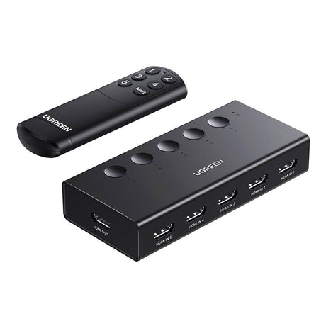 Adaptor Ugreen KVM Switch CM568 (90512), 5x HDMI, IR to HDMI 4K@60Hz, RGB Video, Supports 3D, Remote Control, LPCM2.0, Negru