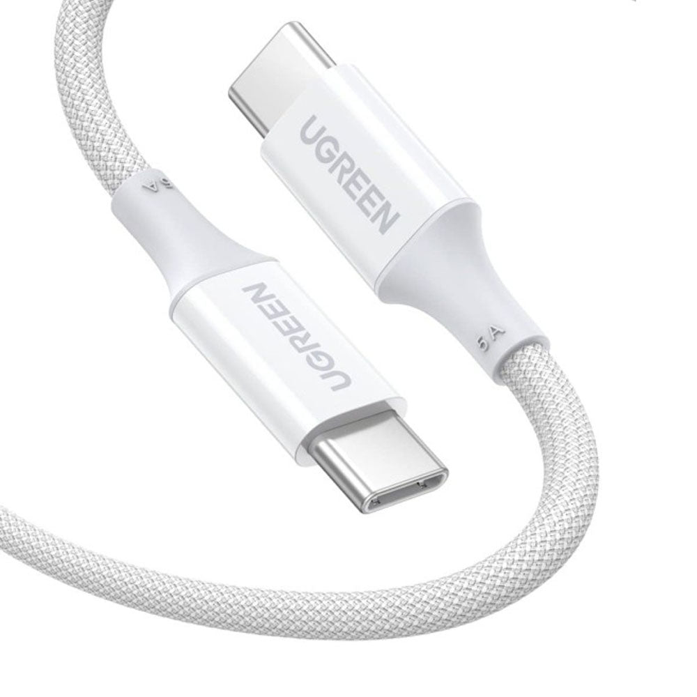 Cablu Ugreen US557 (15267), USB-C to USB-C, 5A, 100W, 1m, Alb