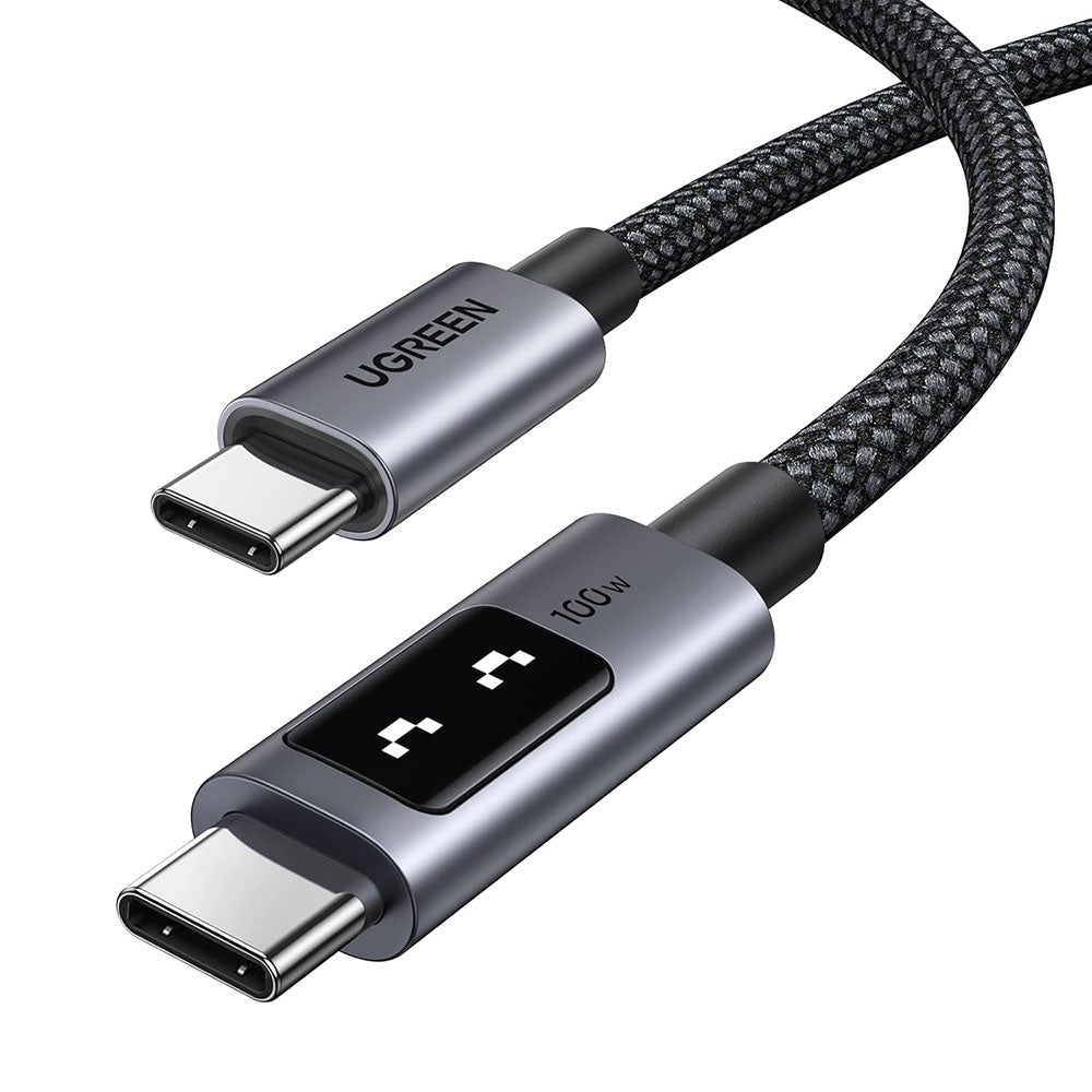 Cablu Ugreen L509 (35512), USB-C to USB-C, 5A, 100W, 2m, Nylon, Gri Spatial