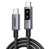 Cablu Ugreen L509 (35512), USB-C to USB-C, 5A, 100W, 2m, Nylon, Gri Spatial