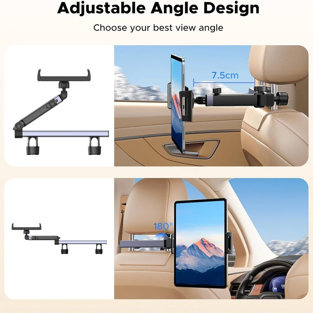 Suport Ugreen LP904 (55443), for Headrest, Dual Telescopic Arm, 360° Rotation, for Phone, Tablet up to 9.84", Negru