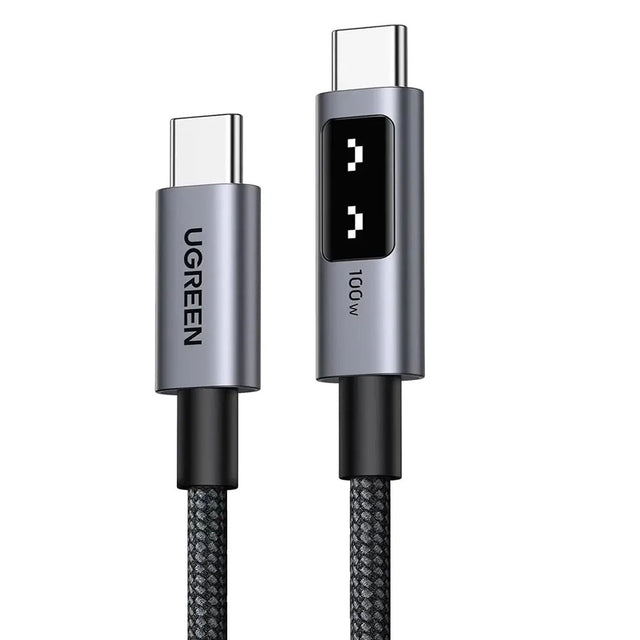 Cablu Ugreen L509 (45612), USB-C to USB-C, 5A, 100W, 0.5m, Nylon, Gri Spatial