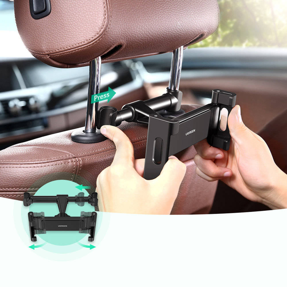 Suport Ugreen LP160 (60108), for Headrest, 360° Rotatable, Secure Grip, for Phone, Tablet 4.7" - , Negru
