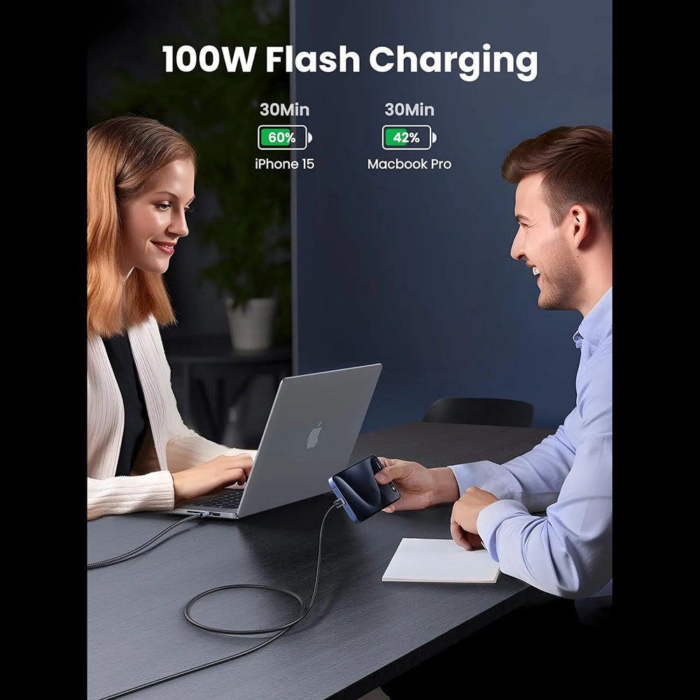 Cablu Ugreen L512 (45065), USB-C to Type-C, Fast Charging, PD100W, 5A, 480Mbps, 3m, Gri Spatial