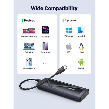 Stocare Ugreen Hard Drive Enclosure CM578 (15512), M.2 NVMe SSD, 10Gbps, 2TB, with 2x Type-C Cable, Albastru Inchis