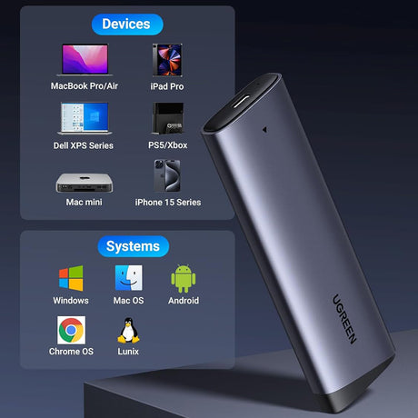 Stocare Ugreen Hard Drive Enclosure CM767 (35267), M.2 NVMe SSD, 10Gbps, Gri