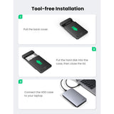 Stocare Ugreen Hard Drive Enclosure CM300 (70498), USB to USB-C Cable, HDD/SSD, SATA, Support ESD Anti-static, 6Gbps, Gri