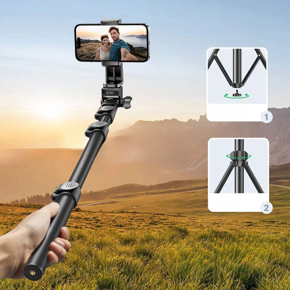 Selfie Stick Ugreen LP680 (15609), Tripod, Telecomanda Bluetooth, Negru