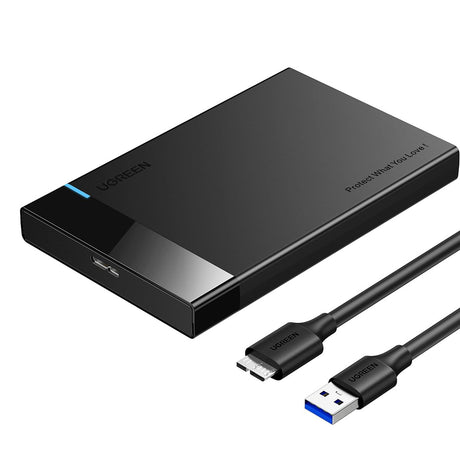 Stocare Ugreen Hard Drive Enclosure US221 (30848), USB to Micro-B Cable Included, HDD/SSD Rack, SATA, 5Gbps, Negru