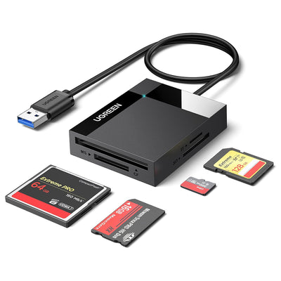 Ugreen Card Reader 4in1 CR125 (30333), USB3.0 to 1x SD Slot, 1x TF Slot, 1x CF Slot, 1x MS Slot, 170MB/s, Negru