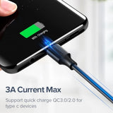 Cablu Ugreen US287 (60116), USB to Type-C, 3A, 18W, 1m, Negru
