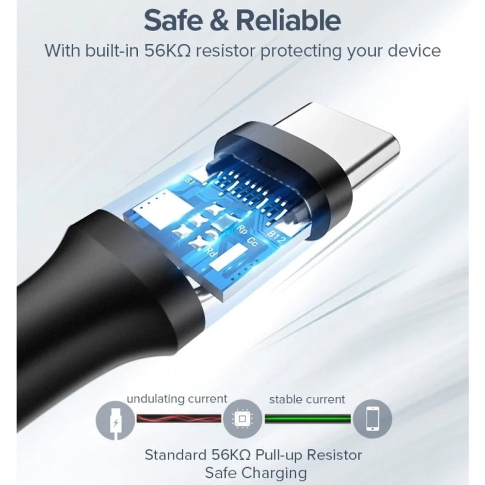 Cablu Ugreen US287 (60116), USB to Type-C, 3A, 18W, 1m, Negru
