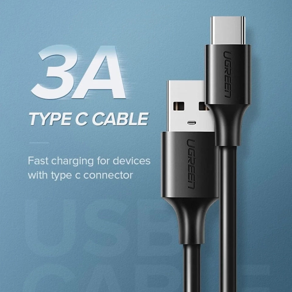 Cablu Ugreen US287 (60116), USB to Type-C, 3A, 18W, 1m, Negru