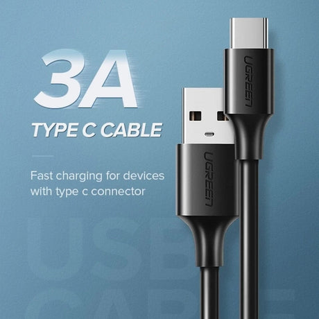 Cablu Ugreen US287 (60116), USB to Type-C, 3A, 18W, 1m, Negru