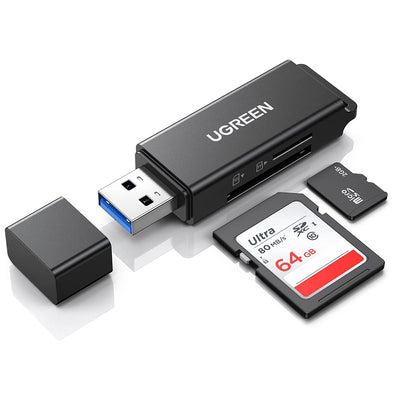 Ugreen Card Reader CM104 (40752), USB to SD/TF Card, 5Gbps, Negru