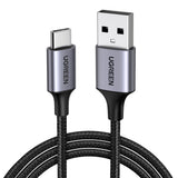 Cablu Ugreen US288 (60128), USB to Type-C, Fast Charging, 3A, 18W, 480Mbps, Nylon Braided, 2m, Gri Spatial