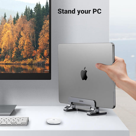 Suport Ugreen Vertical Laptop LP258 (20471), Adjustable Stand, Single Slot, Up to 15.6", Argintiu