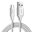 Cablu Ugreen US288 (60133), USB to Type-C, Fast Charging, 3A, 18W, 480Mbps, Nylon Braided, 2m, Argintiu Y White