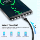 Cablu Ugreen US288 (60133), USB to Type-C, Fast Charging, 3A, 18W, 480Mbps, Nylon Braided, 2m, Argintiu Y White