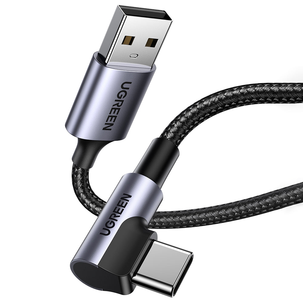 Cablu Ugreen Right Angle US284 (70255), USB-C, 18W 3A, 3m, Gri