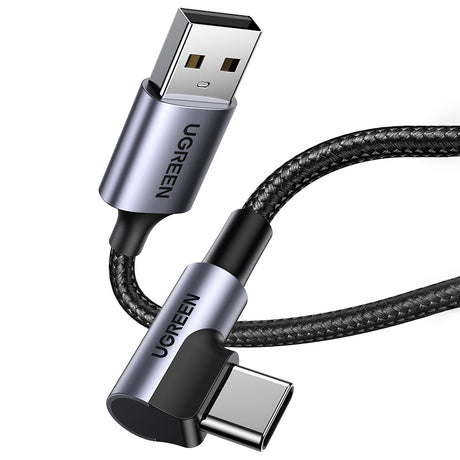 Cablu Ugreen Right Angle US284 (70255), USB-C, 18W 3A, 3m, Gri