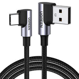 Cablu Ugreen Right Angle US176 (20856), USB-C, 3A, 1m, Gri