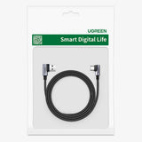 Cablu Ugreen Right Angle US176 (20856), USB-C, 3A, 1m, Gri