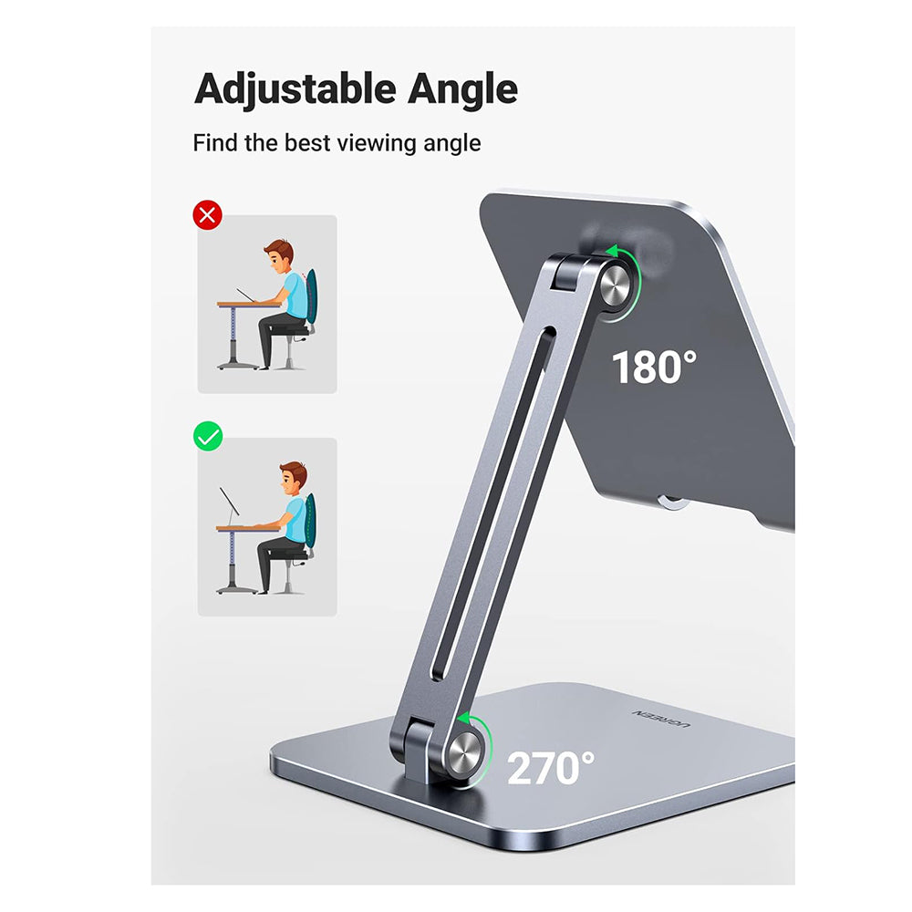 Suport Ugreen LP134 (40393), for Phone and Tablet 12.9", Foldable, Adjustable, Anti-Slip Design, Gri Spatial