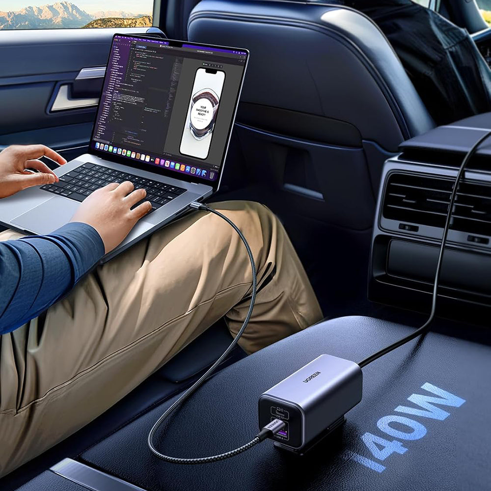 Incarcator Ugreen Car EC706 (35571), with Splitter, USB, 3x Type-C, 150W, GaN, Fast Charge, 1m, Negru