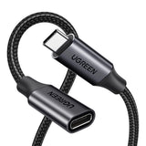 Cablu Ugreen US372 (45191), Type-C Male to Type-C Female, Fast Charge, 100W, 10Gbps, 1m, Negru