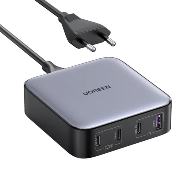 Incarcator Ugreen Charging Station Nexode CD328 (90928), with Cable, USB, 3x Type-C, GaN II, 4in1, Fast Charging, 100W, 2m, Gri