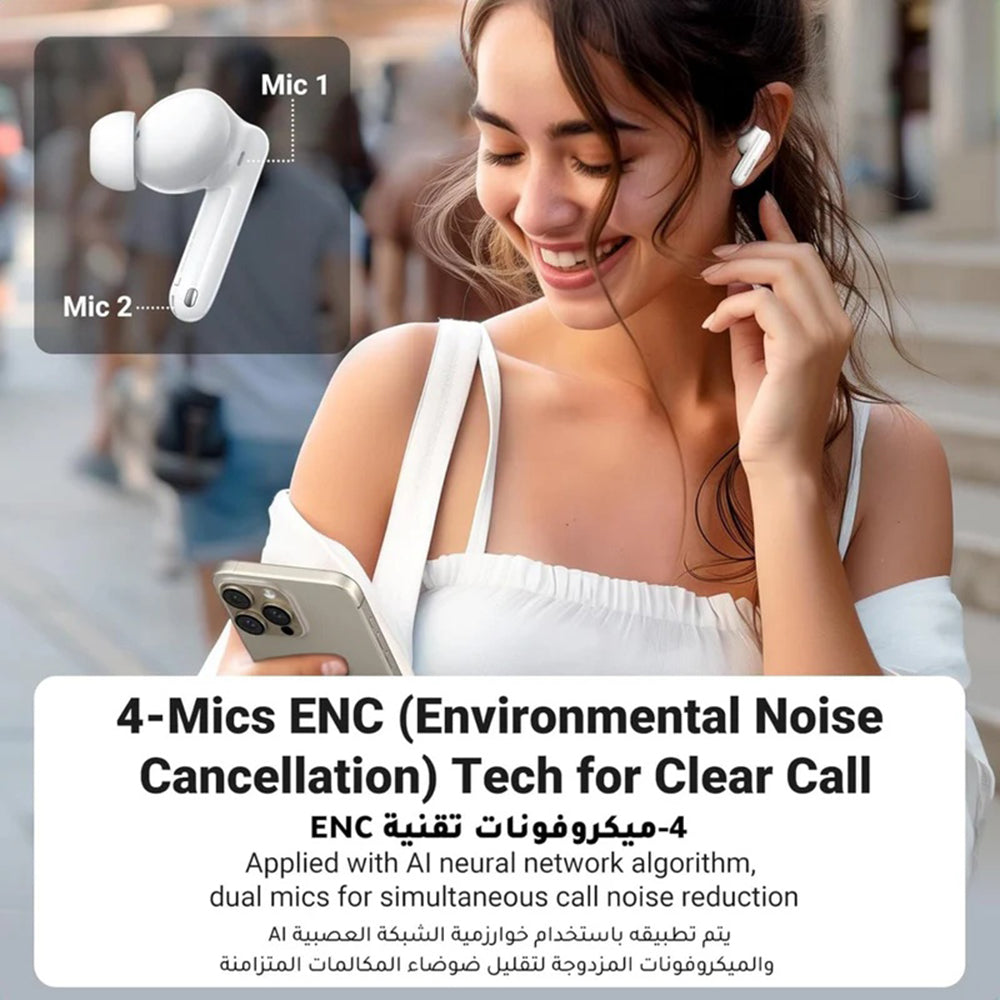 Casti Ugreen HiTune T3 Pro WS206 (35725), Bluetooth 5.4, Active Noise-Cancelling, 400mAh, Alb
