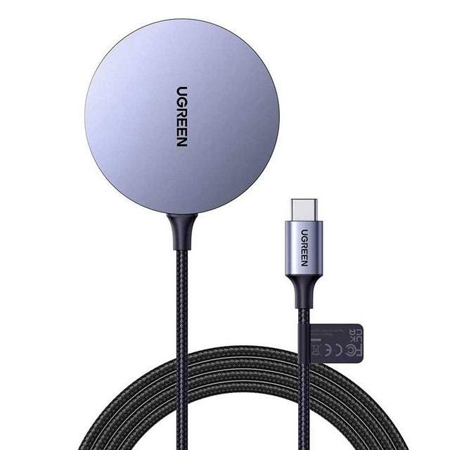 Incarcator Ugreen Wireless CD245 (30233), Qi, 15W, MagSafe, Aluminum Alloy, Strong Magnets, USB-C Cable Included, 1.5m, Gri