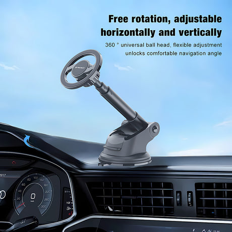 Suport Techsuit MagProX (S12), for Dashboard, MagSafe Compatible, 360° Rotation, Suction Cup Mounting Base, Negru