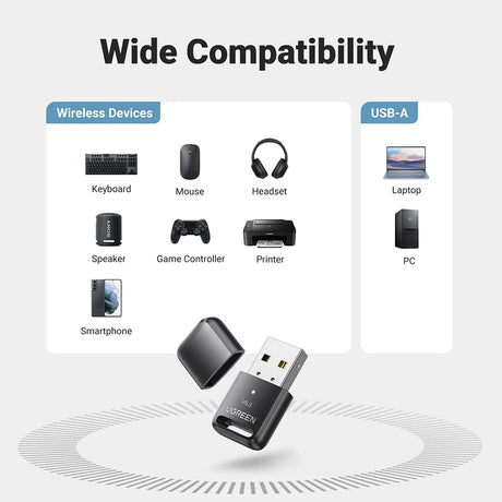 Adaptor Ugreen Bluetooth Adapter CM591 (90225), USB, Bluetooth 5.3, Plug&Play, Mini Size, Negru