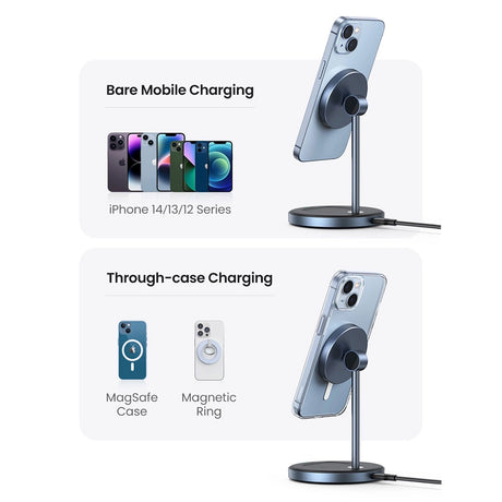 Incarcator Ugreen Wireless Charging Station CD317 (90668), 2in1, for iPhone and Airpods, Type-C, N52 Magnet, Qi, 20W, Negru