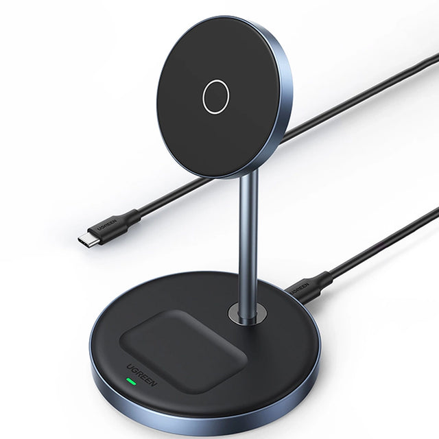 Incarcator Ugreen Wireless Charging Station CD317 (90668), 2in1, for iPhone and Airpods, Type-C, N52 Magnet, Qi, 20W, Negru
