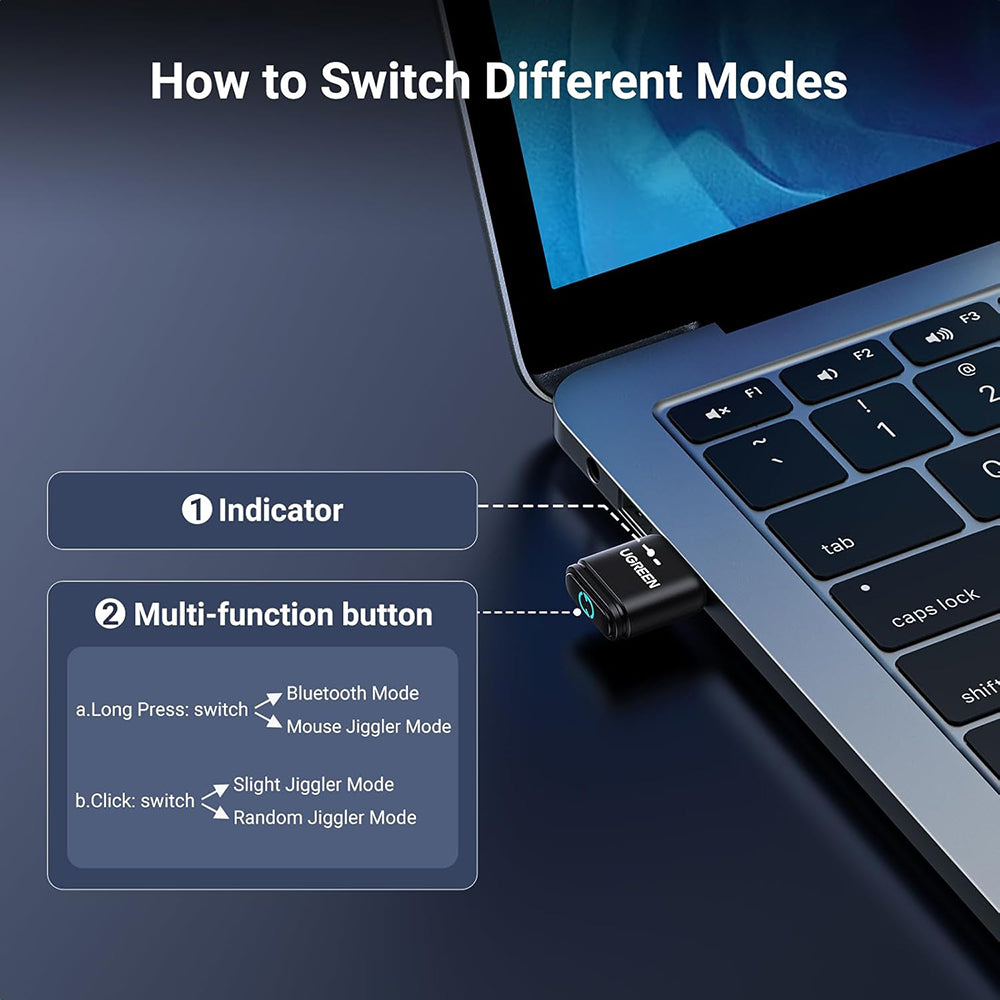 Adaptor Ugreen Bluetooth Adapter BT301 (35994), with Mouse Jiggler Function, USB, Bluetooth 5.3, Plug&Play, Negru