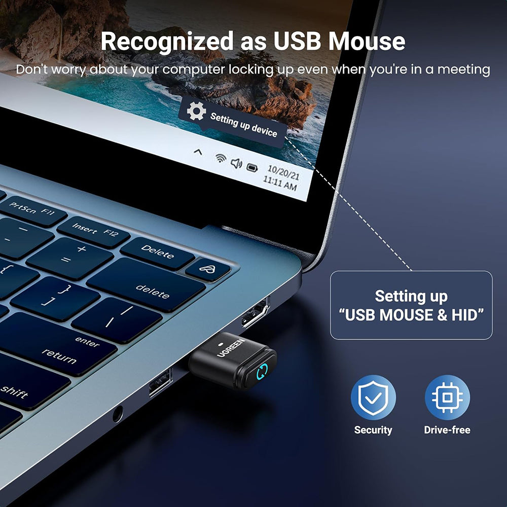 Adaptor Ugreen Bluetooth Adapter BT301 (35994), with Mouse Jiggler Function, USB, Bluetooth 5.3, Plug&Play, Negru