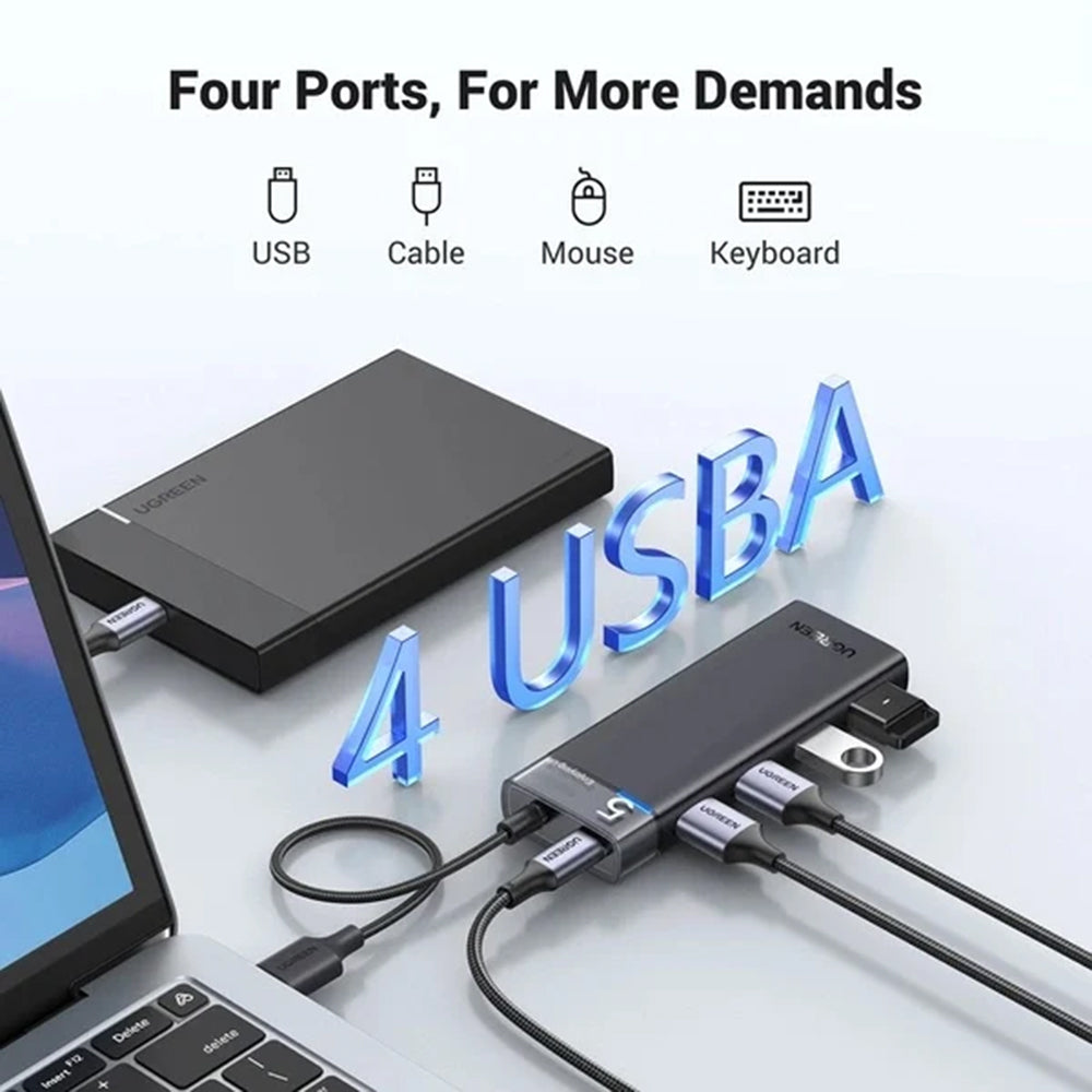 Hub Ugreen CM653 (15548), USB 4x USB / Type-C, 5Gbps, Negru