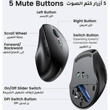 Tastatura/Mouse Ugreen Wireless Mouse MU101 (90395), Bluetooth 5.0, 1000/1600/2000/4000 DPI, Ergonomic Design, Negru