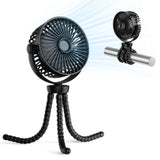 Techsuit Baby Stroller Fan (VP1), Portable, Four Speeds, 360° Flexible Tripod Clip, 4000mAh, Negru