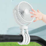 Techsuit Baby Stroller Fan (VP1), Portable, Four Speeds, 360° Flexible Tripod Clip, 4000mAh, Negru
