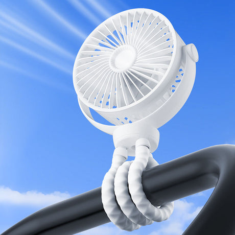Techsuit Baby Stroller Fan (VP1), Portable, Four Speeds, 360° Flexible Tripod Clip, 4000mAh, Negru