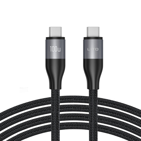 Cablu Lito (LD23CC), Type-C to Type-C, Fast Charging, Braided Nylon, 100W, 480Mbps, 1m, Gri