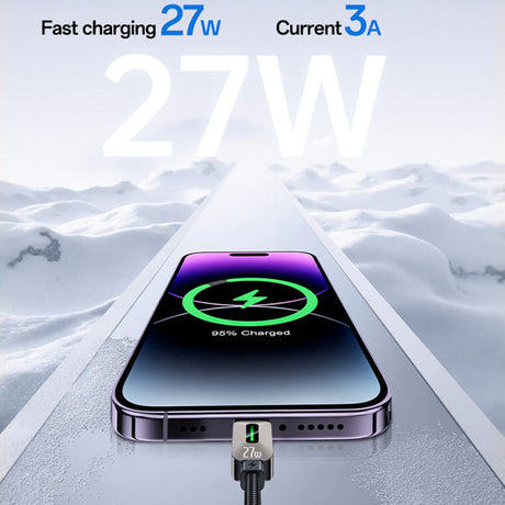 Cablu Yesido (CA199), USB-C la Lightning, 27W, 1.2m, Negru