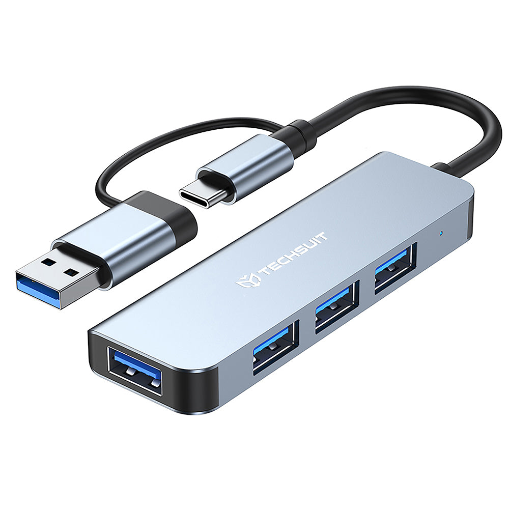Hub/Dock Techsuit Docking Station DataBridge 4 in 1 (H8), USB, Type-C to USB 3.0, 3x USB 2.0, Gri