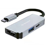 Hub/Dock Techsuit Docking Station TurboChargeX 3 in 1 (H4), Type-C to Type-C, USB, HDMI, 4K@30Hz, PD87W, Gri