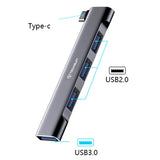 Hub/Dock Techsuit Docking Station ZenithDock 4 in 1 (H13), USB-C to 3x USB 2.0, 1x USB 3.0, Gri