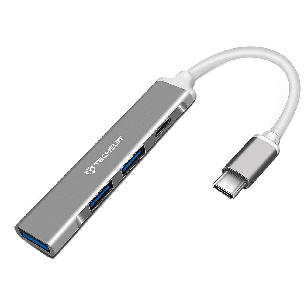 Hub/Dock Techsuit Docking Station PolarisBridge 4 in 1 (H18), USB-C to 1x USB 3.0, 2x USB 2.0, 1x Type-C, Gri /White